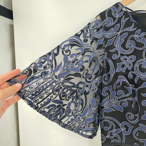 JS Collections Formal Gown Womens 6 Blue Lace Floor Length Evening Wedding - Picture 4 of 12